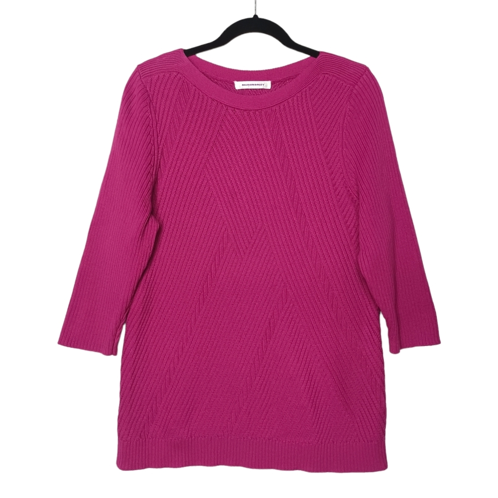 ALLISON DALEY Magenta Pink Knit Stretchy Top Large
